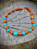 Honey Amber with blue turquoise necklace