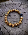 Gold plated lava rock men’s bracelet