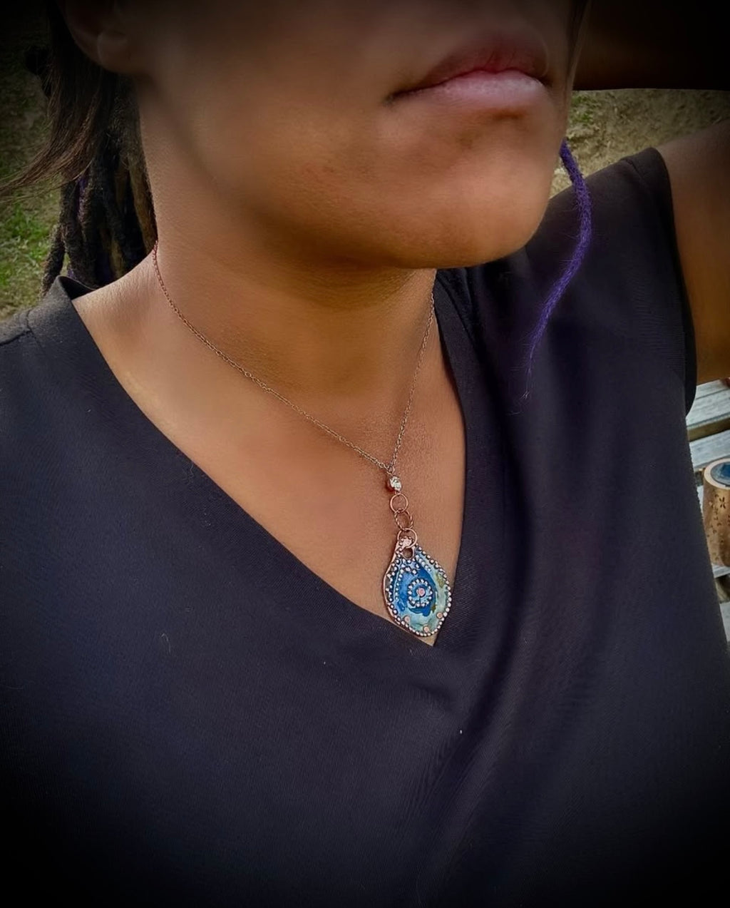 Rosie golden and blue necklace
