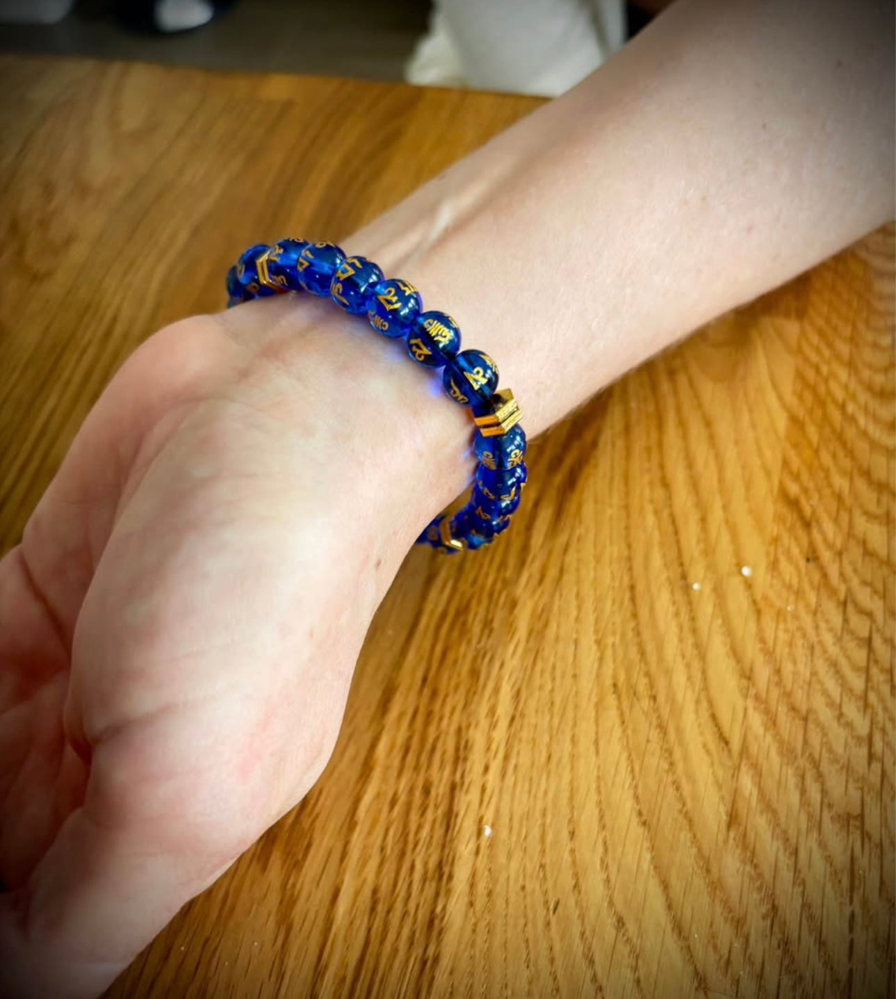 Glass Blue mantra bracelet