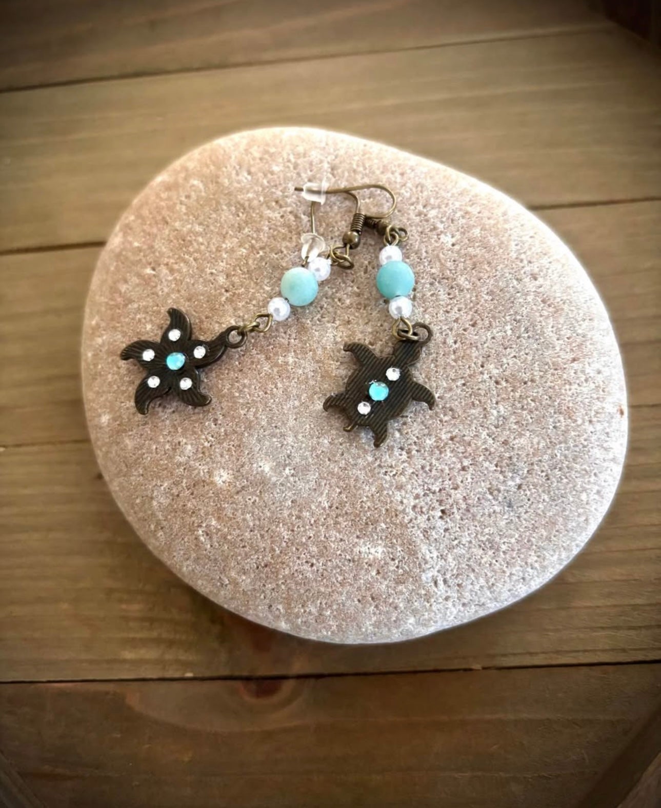 Sea lovers brass drop earrings