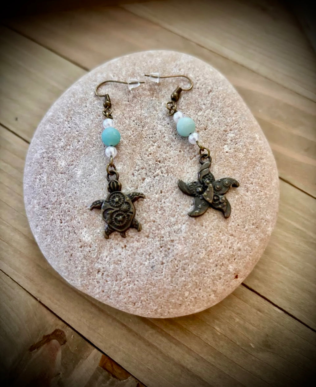 Sea lovers brass drop earrings