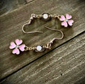 Pink clover drop hook earrings