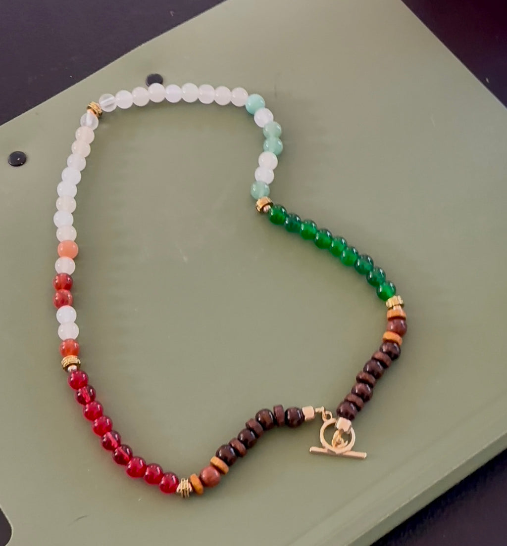 Latin style red white green necklace