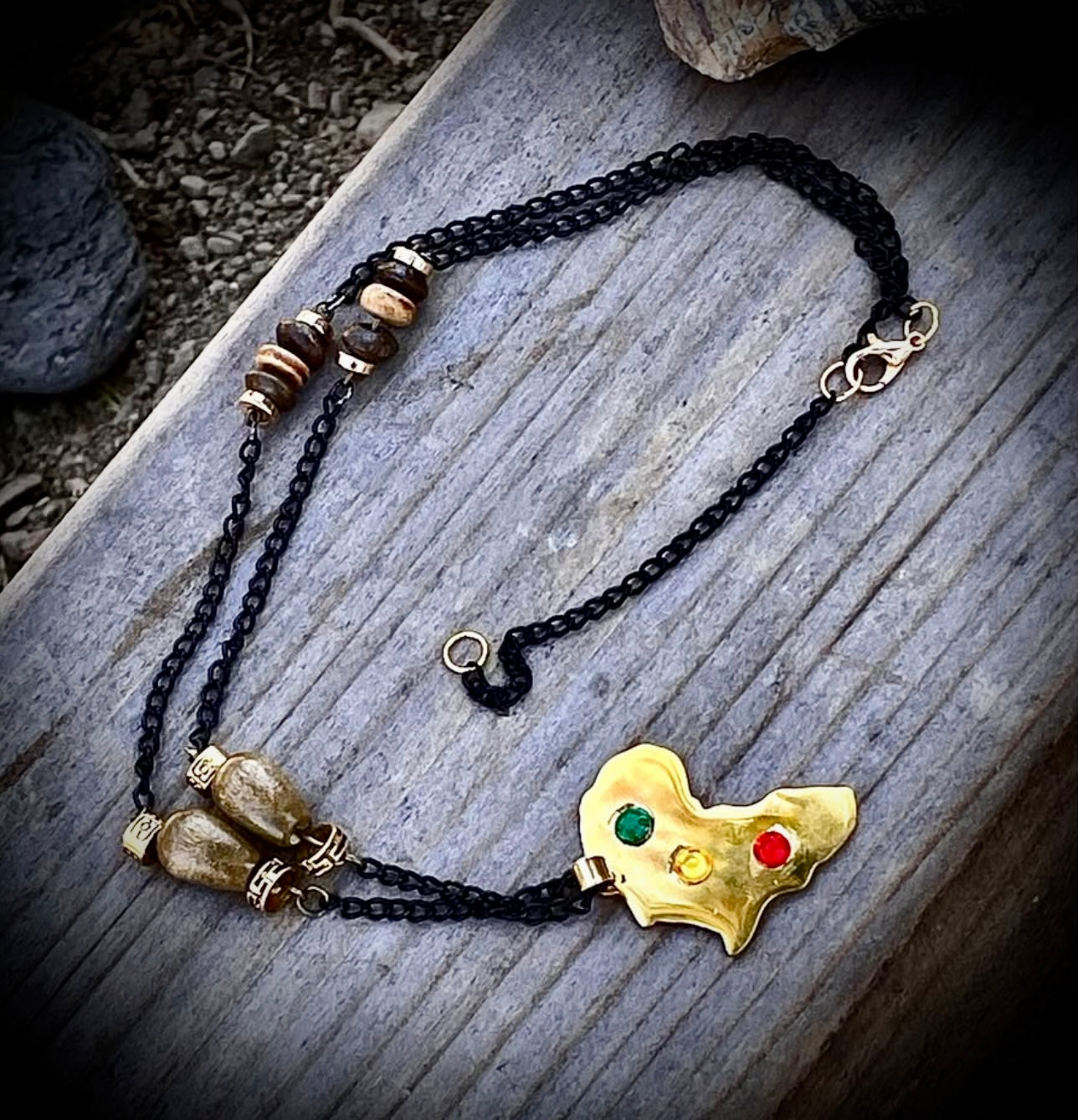 Golden African eye necklace