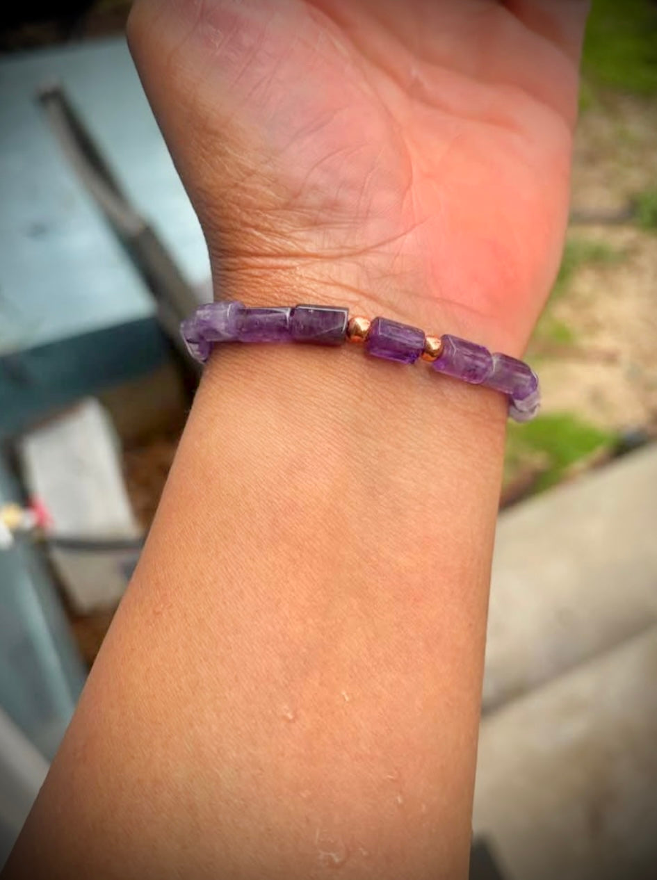 Amethyst tube stones bracelet