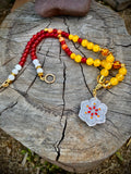Chinese style Beaded Necklace with Flower Pendant
