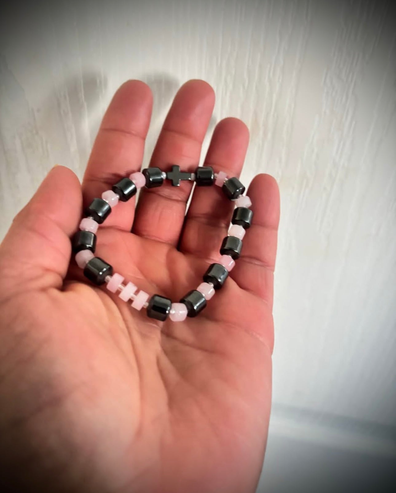 Hematite / rose quartz bracelet
