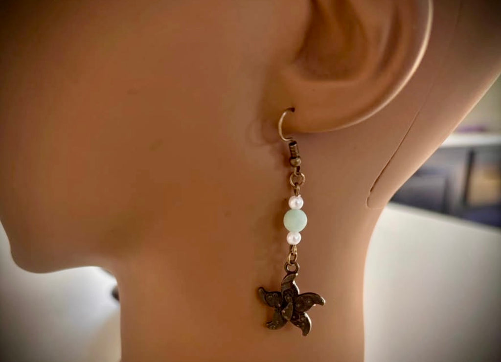 Sea lovers brass drop earrings