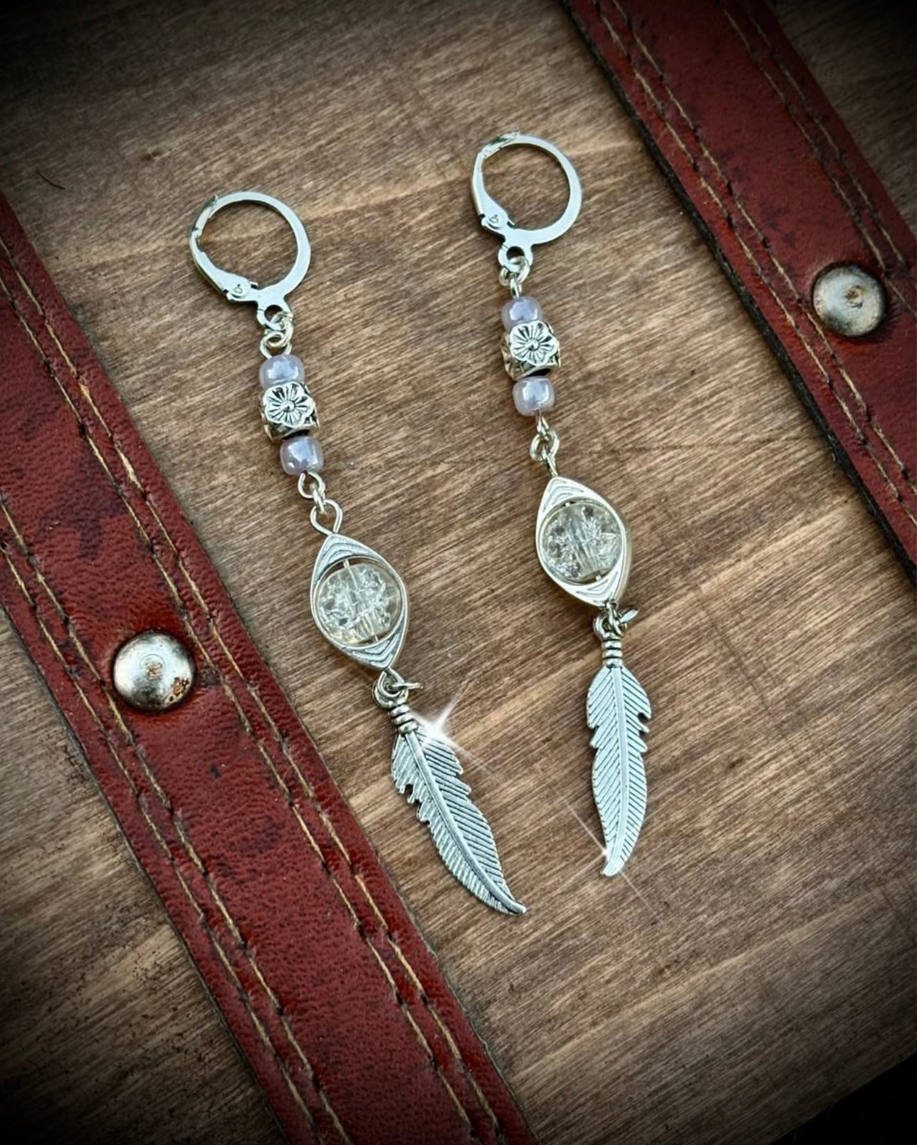 Winter feather earrings