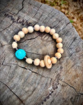 Blue turquoise and white wood