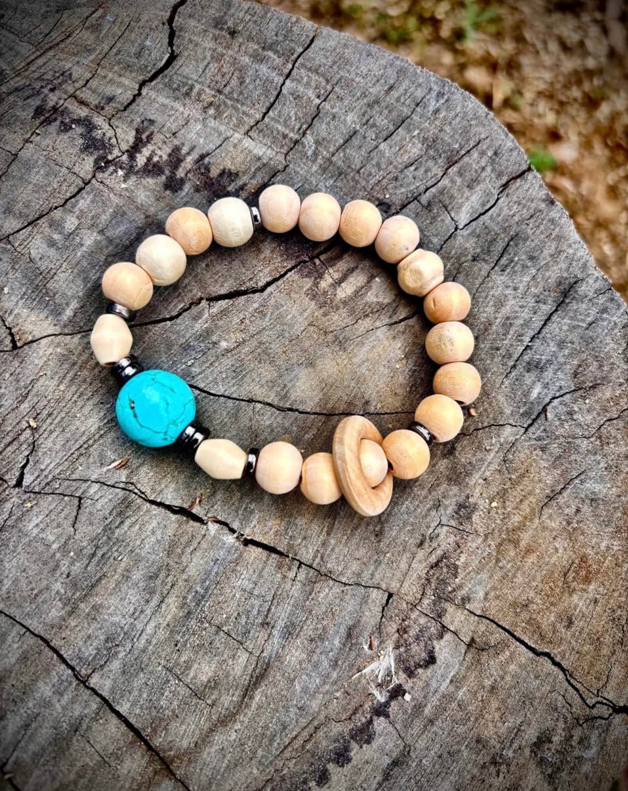Blue turquoise and white wood