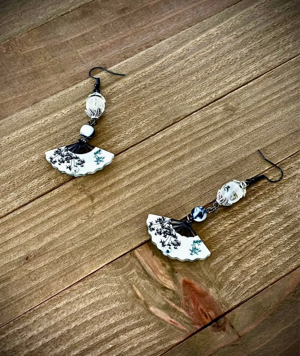Chinesea fan drop earrings