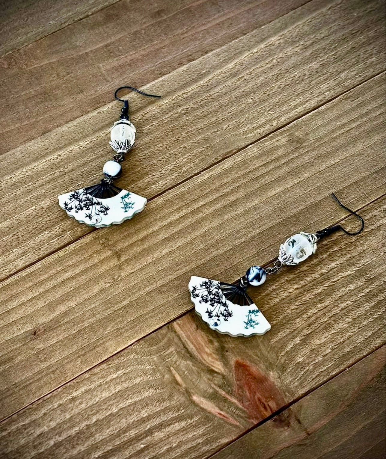 Chinesea fan drop earrings