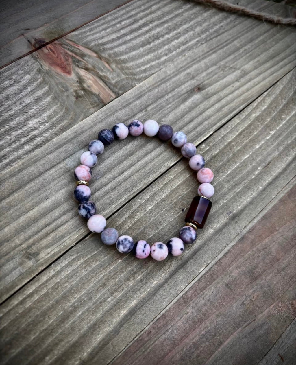 Natural pink zebra stone bracelet
