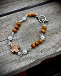 Wood grain Jasper Cross chain bracelet