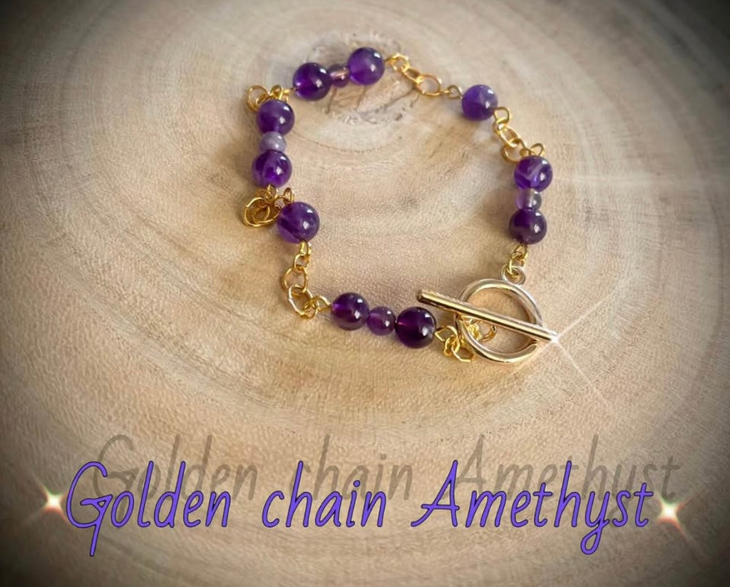 Golden chain, amethyst