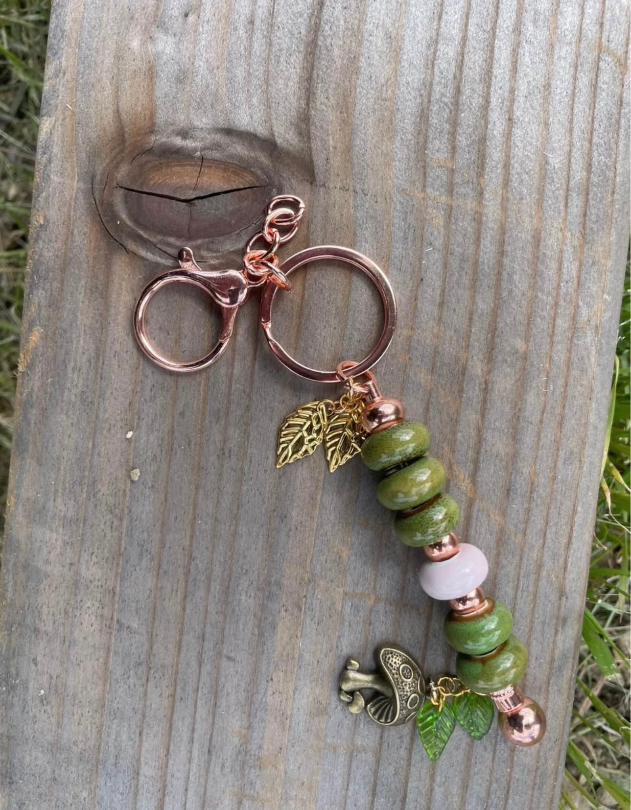 Green mushroom keychain
