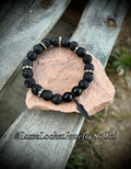 Black feather lava stone bracelet