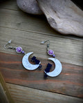 Cescent, moon, cat earrings