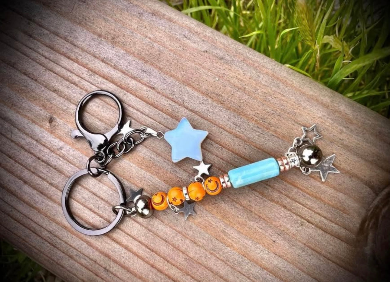Opalite star keychain