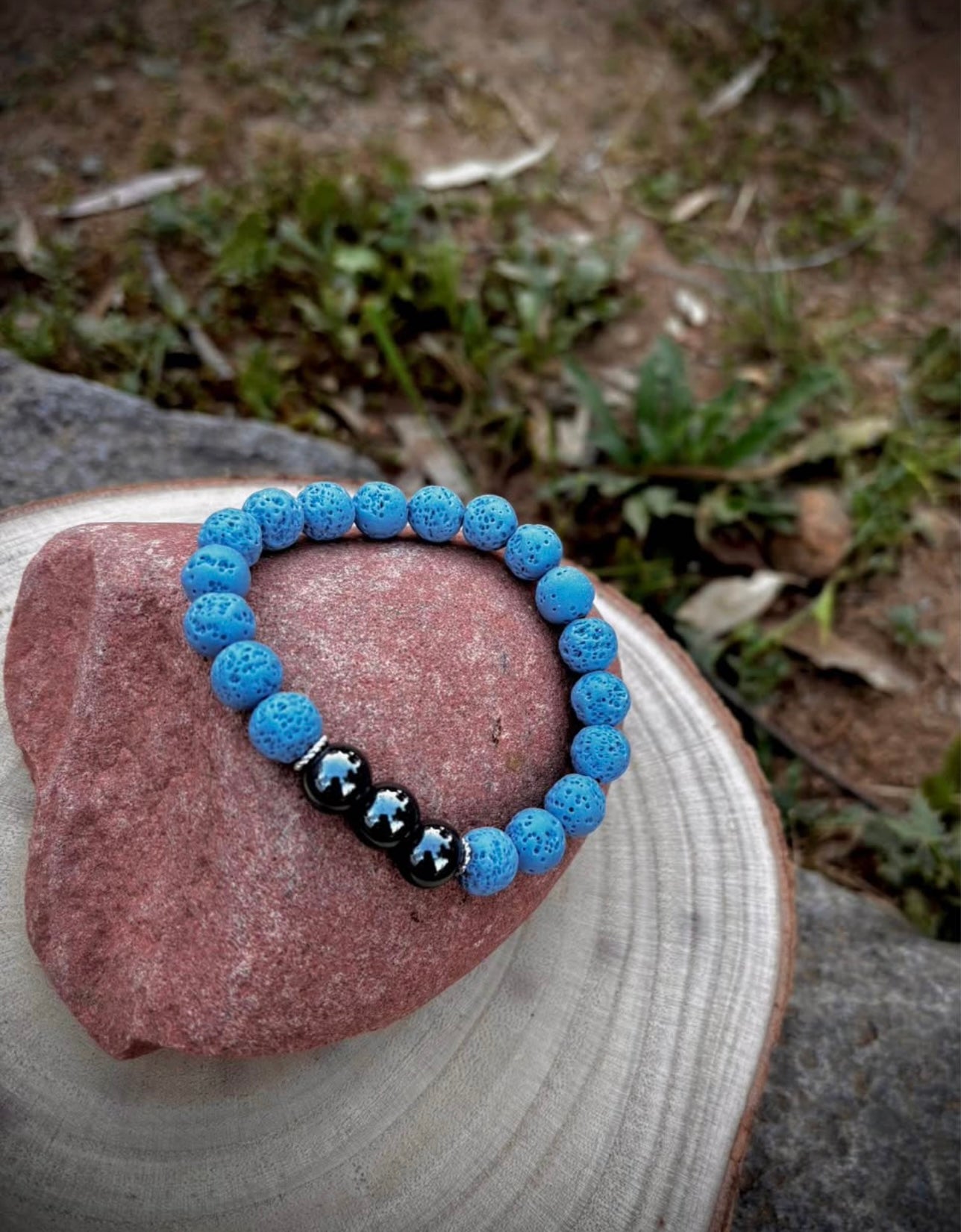 Blue Lava & hematite Stone Bracelet