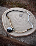 Wooden/stone yin yang necklace