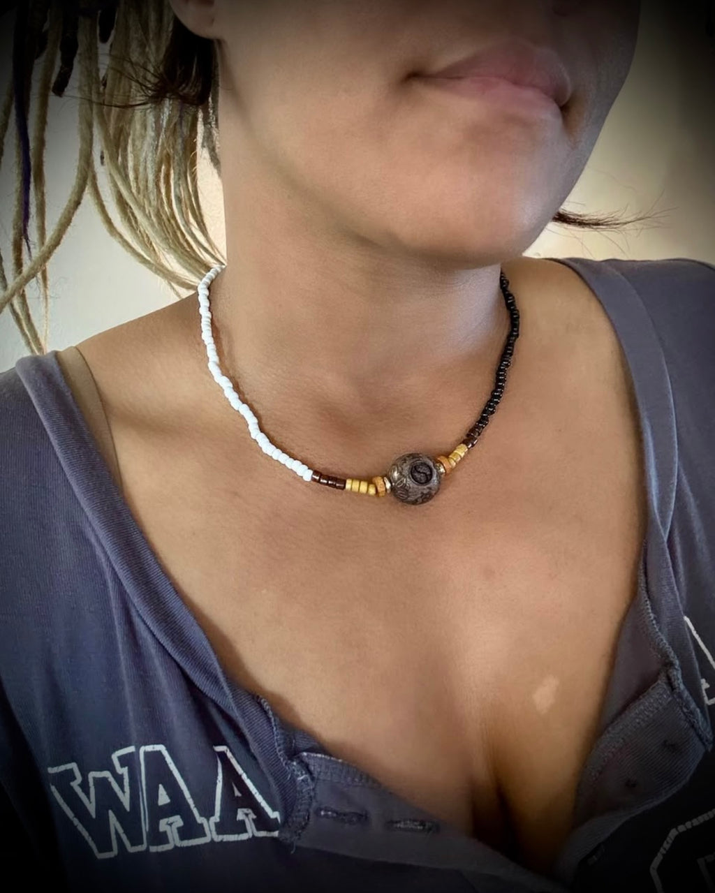Yin yang necklace with bohemian touch