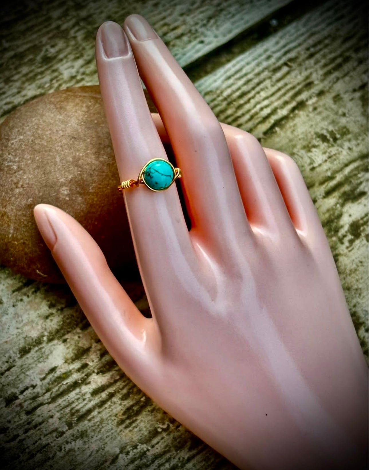 Gold Wire Turquoise Ring
