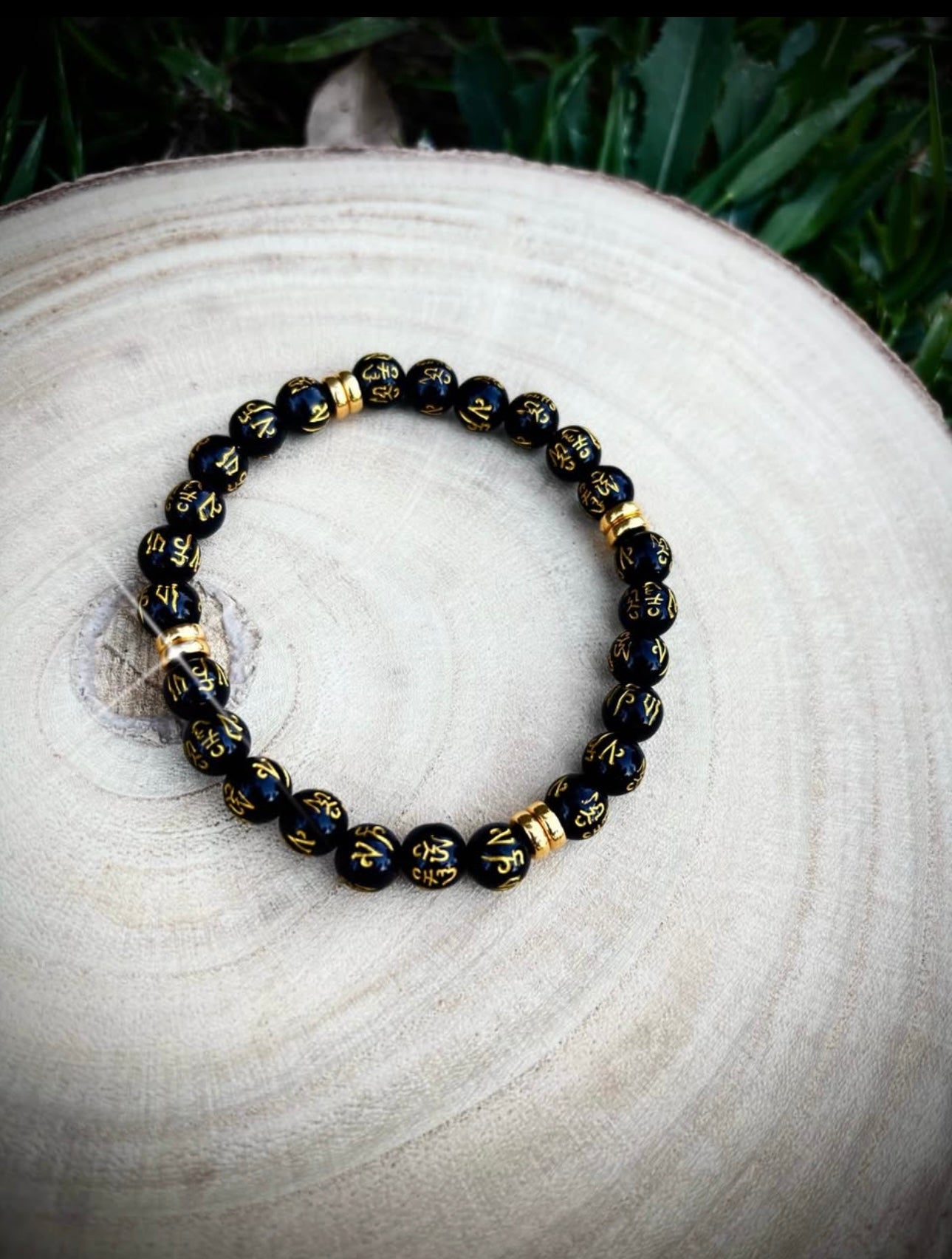 Black and Gold Mantra Bracelet