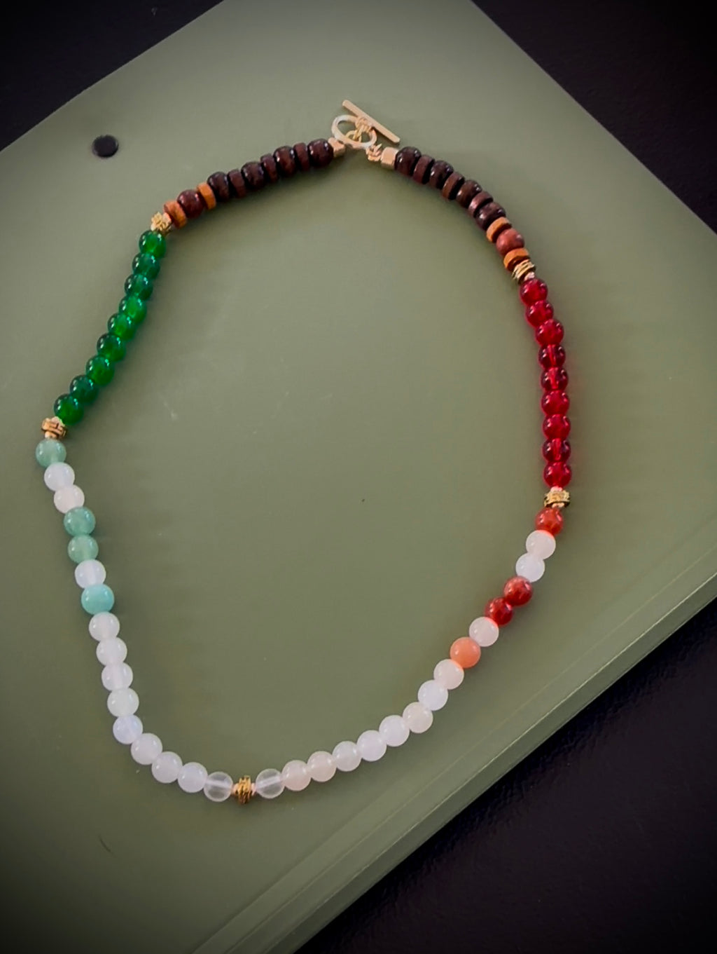 Latin style red white green necklace