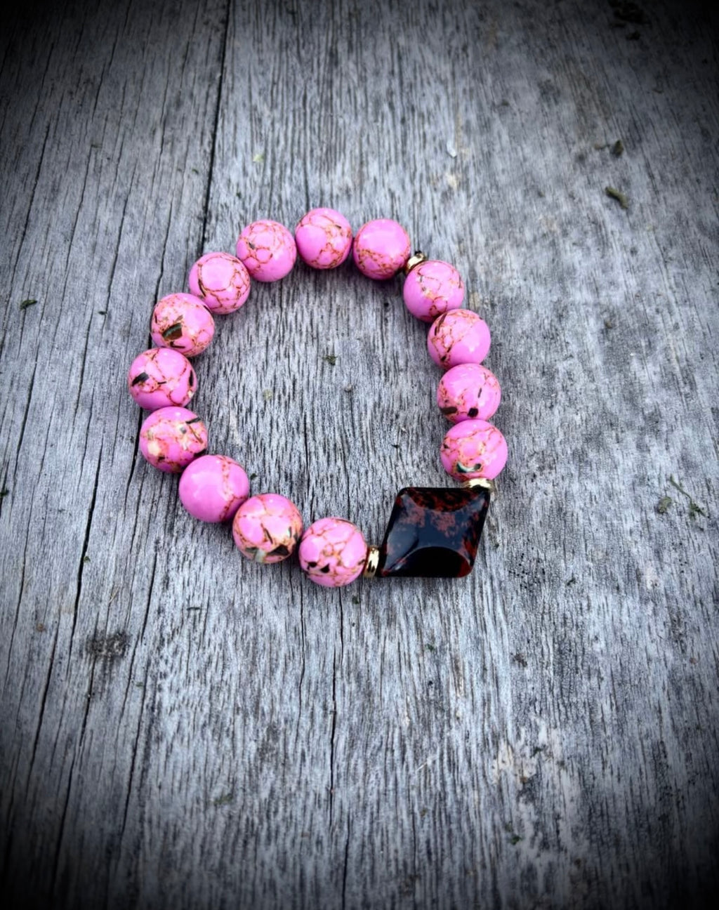 Polished pink stone bracelet