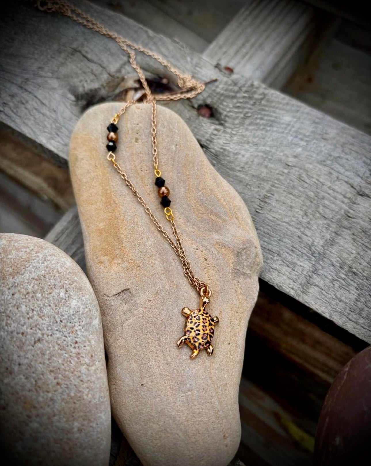 Leopard turtle chain necklace