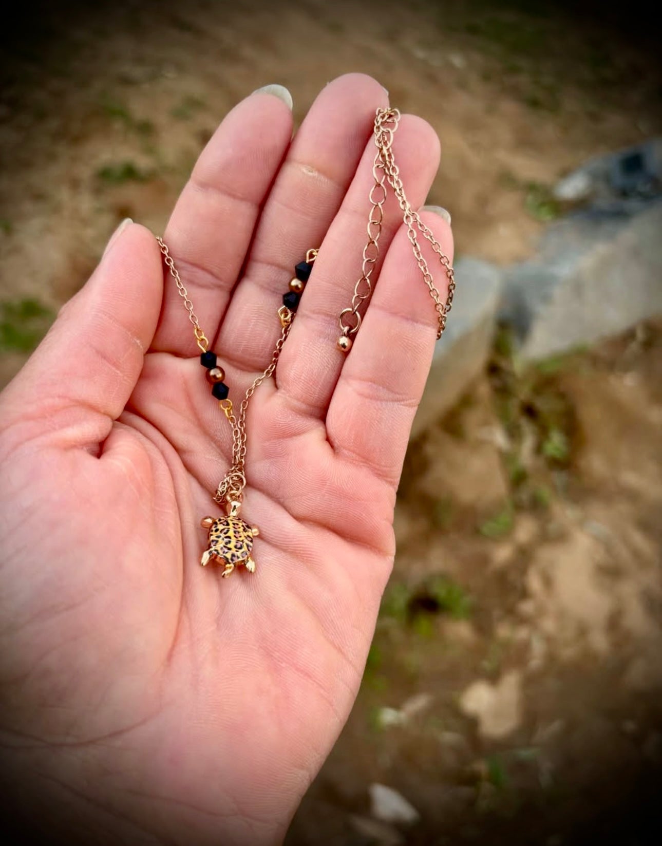 Leopard turtle chain necklace