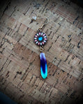 Majestic feather dro earrings, blue
