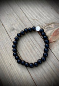 Black matte onyx and white cats eye
