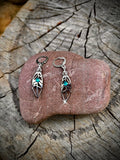 Silver Feather Turquoise Dangle Earrings