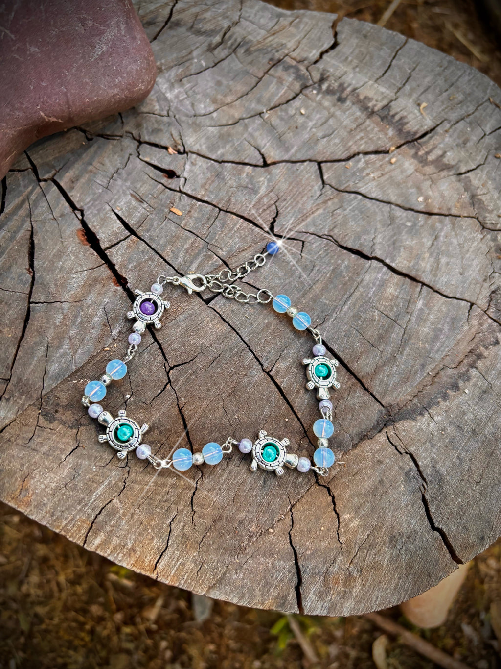 Cute Turtle Stone Anklet