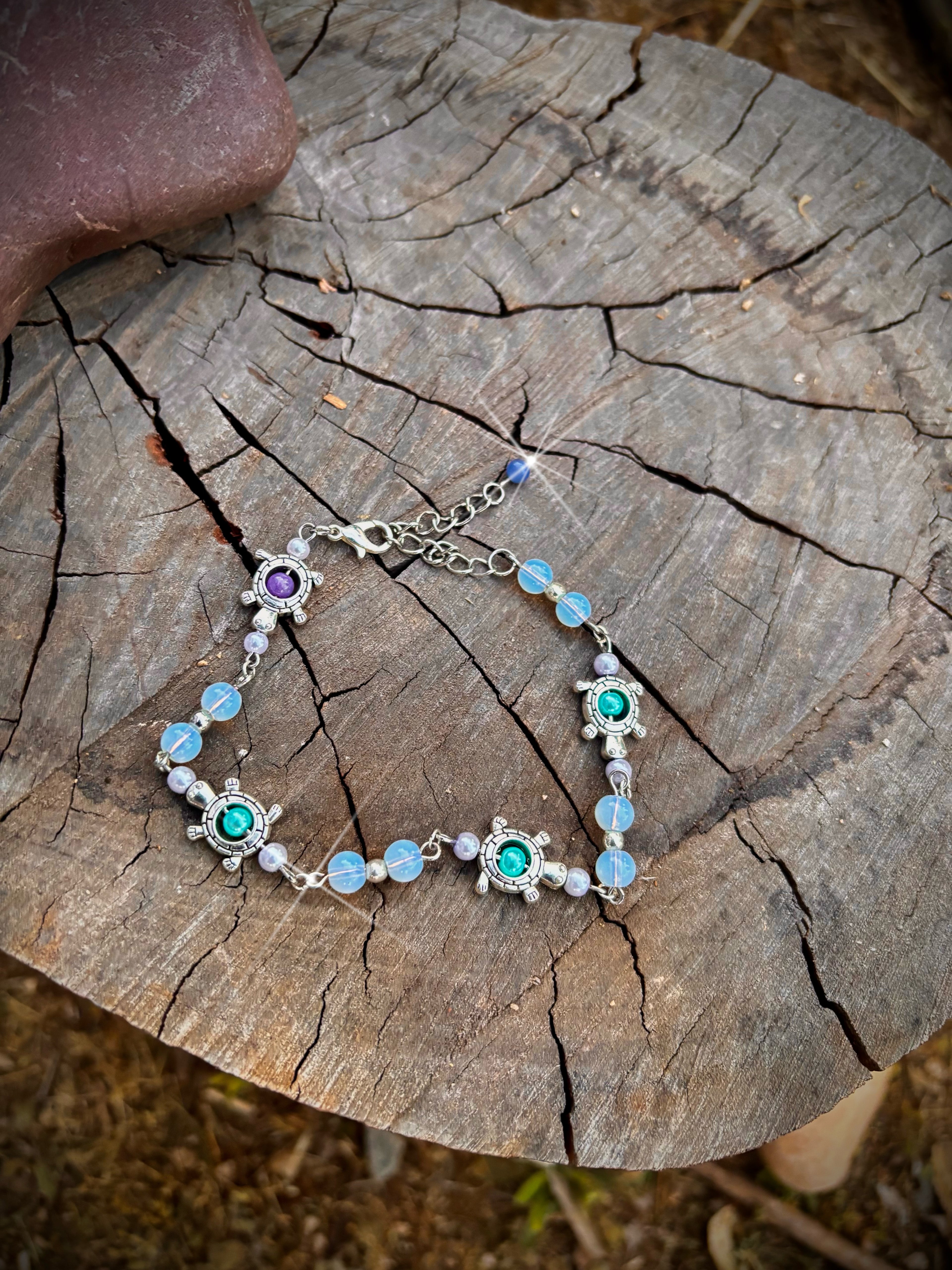 Cute Turtle Stone Anklet