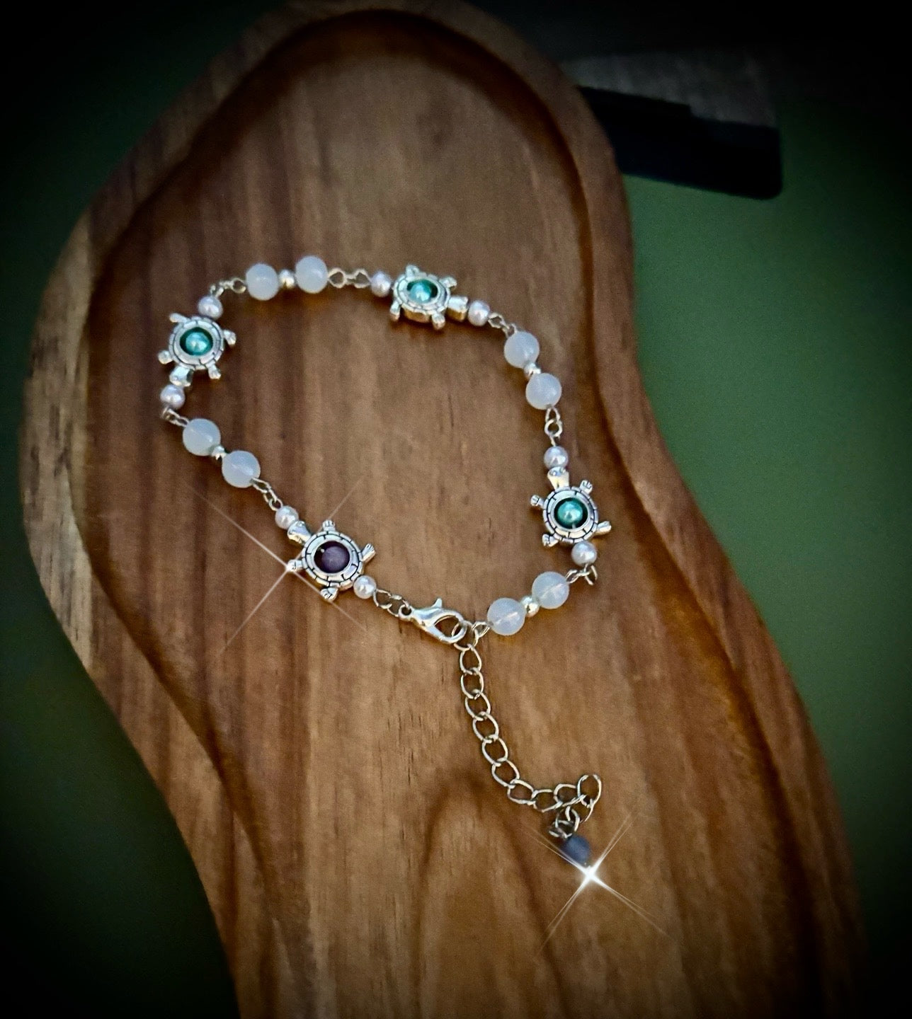 Cute Turtle Stone Anklet