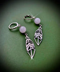 Silver feather drop earrings