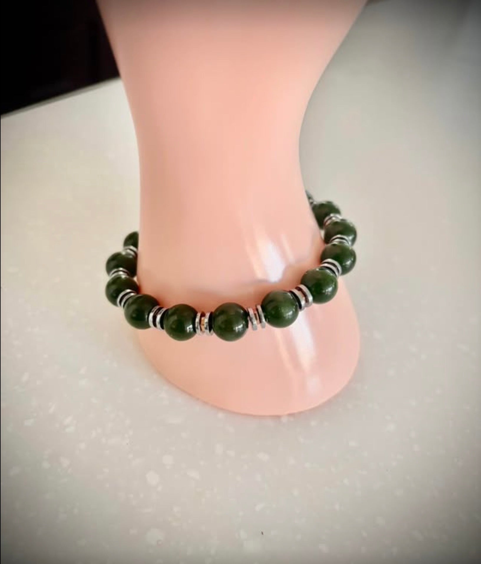 Green obsidian stone bracelet